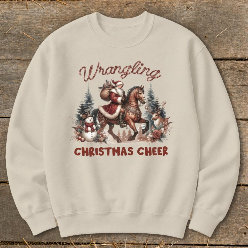 Wrangling Christmas Cheer Sweatshirt - Sand