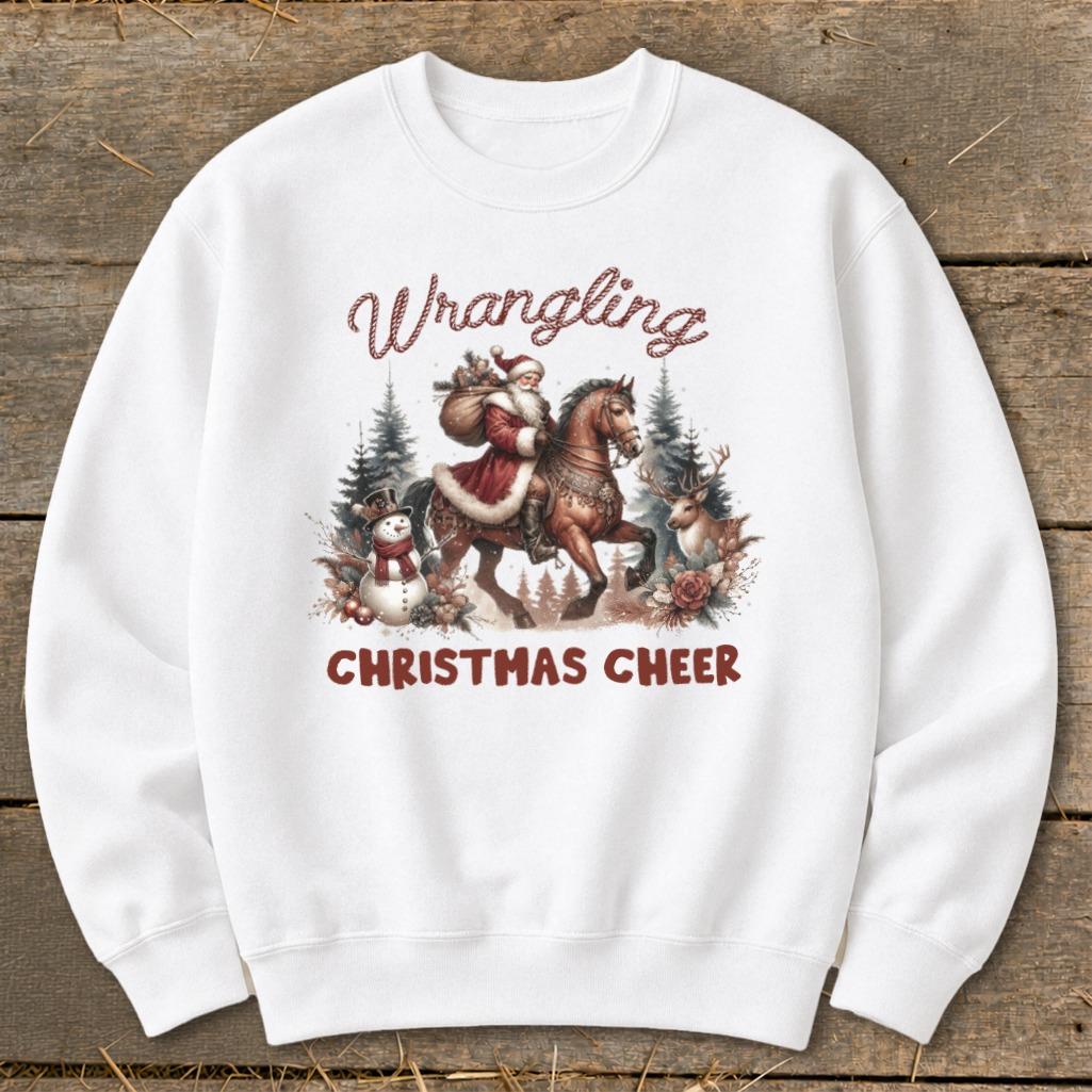 Wrangling Christmas Cheer Sweatshirt - White