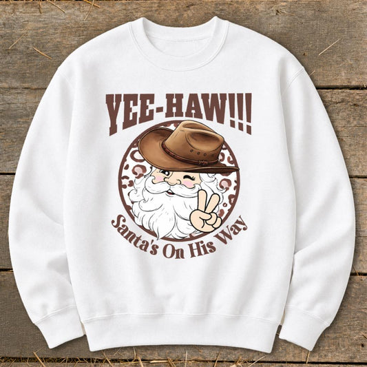 Yee-Haw Santa Sweatshirt - White