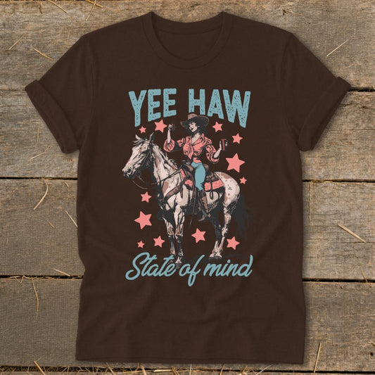 Yee Haw State of Mind Softstyle Tee - Chocolate