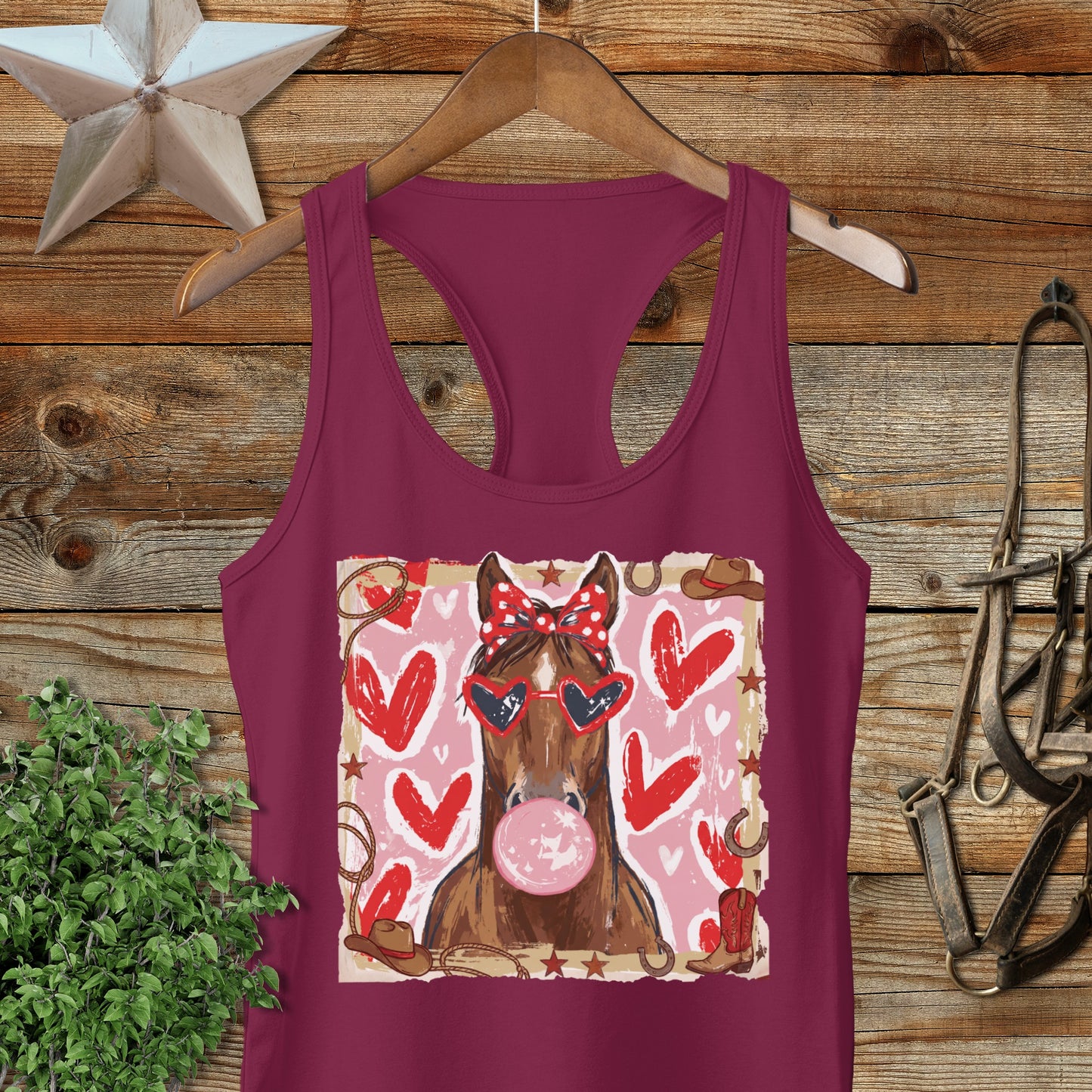 Whimsical Valentine - Horse Racerback Tank