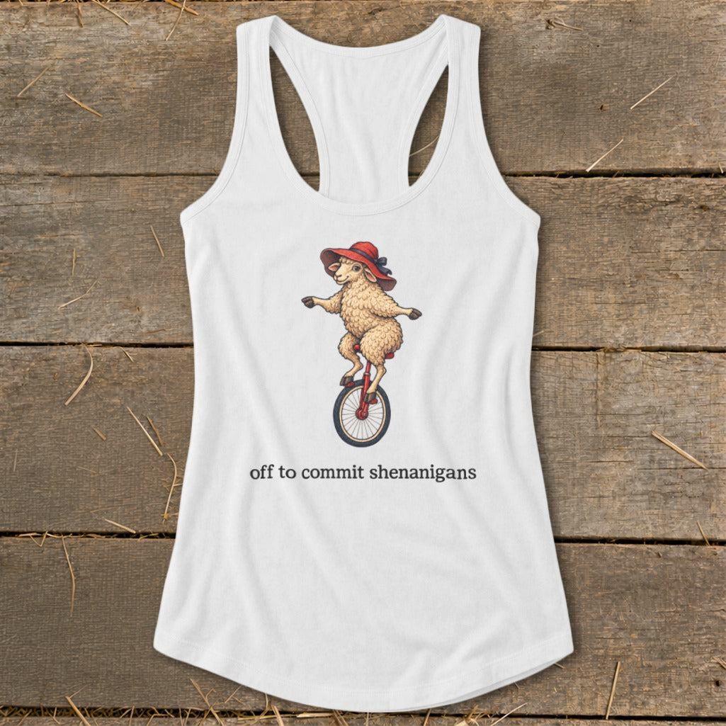 Off To Commit Shenanigans Racerback Tank