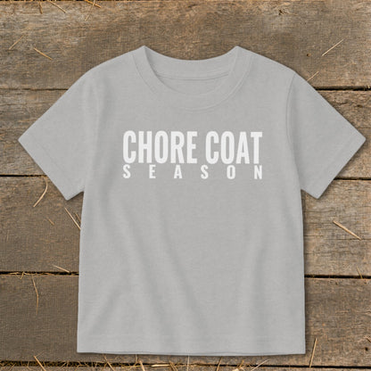 Light gray t-shirt with "CHORE COAT SEASON" text.