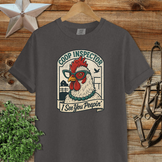 Coop Inspector I See You Peepin' Chicken T-Shirt