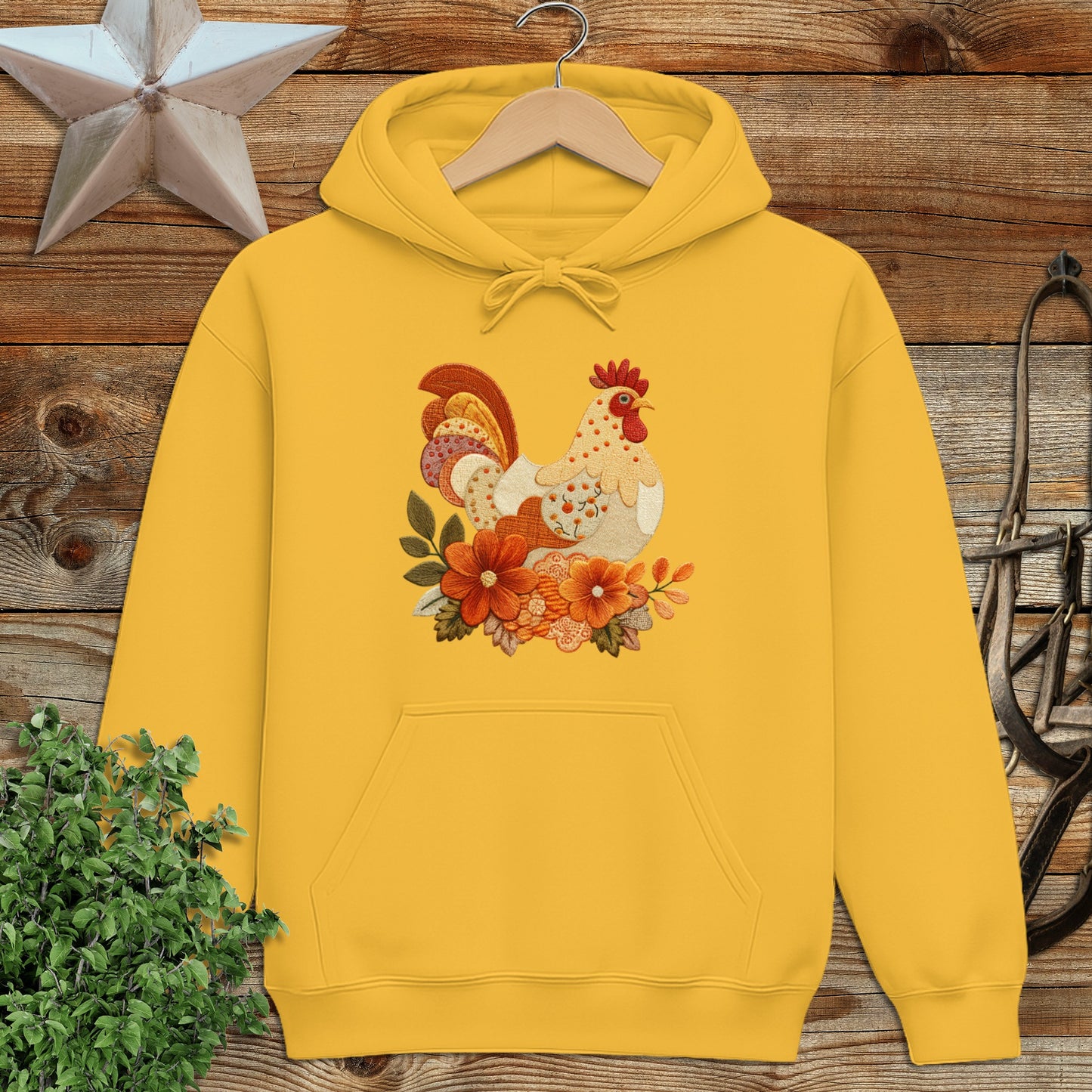 Vibrant Rooster Design in Floral Hoodie product