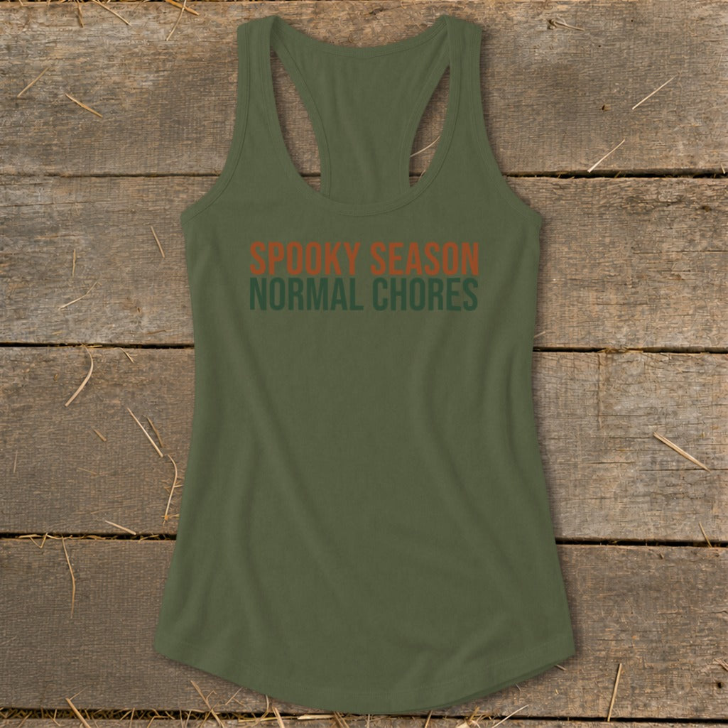 Spooky Season Normal Chores Racerback Tank