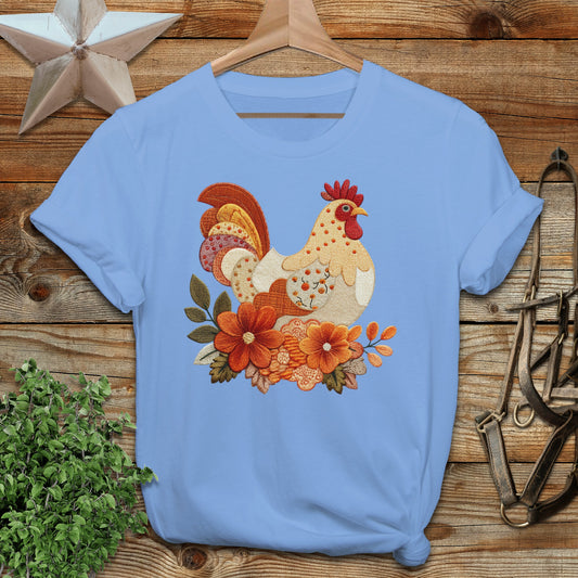 Colorful Rooster Design on Light Blue T-Shirt product type