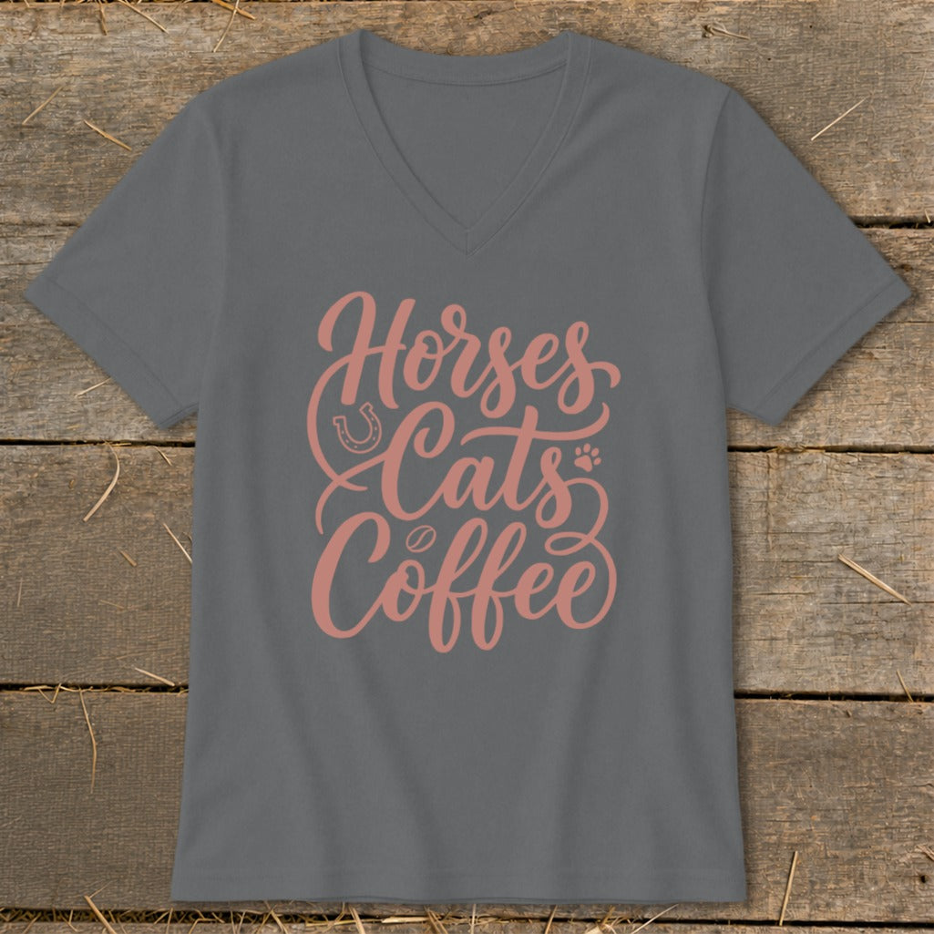 Horses, Cats & Coffee V-neck