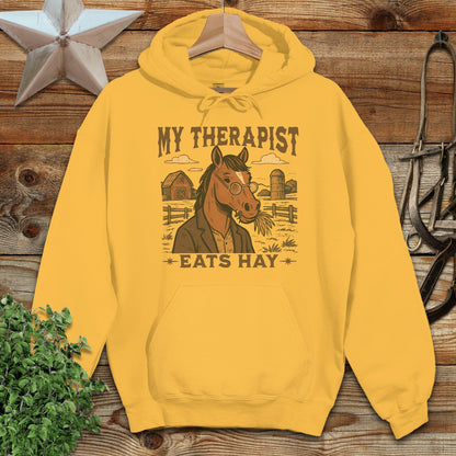 Adult Hoodie Adult Hoodie / Gold / S My Therapist Eats Hay Hoodie