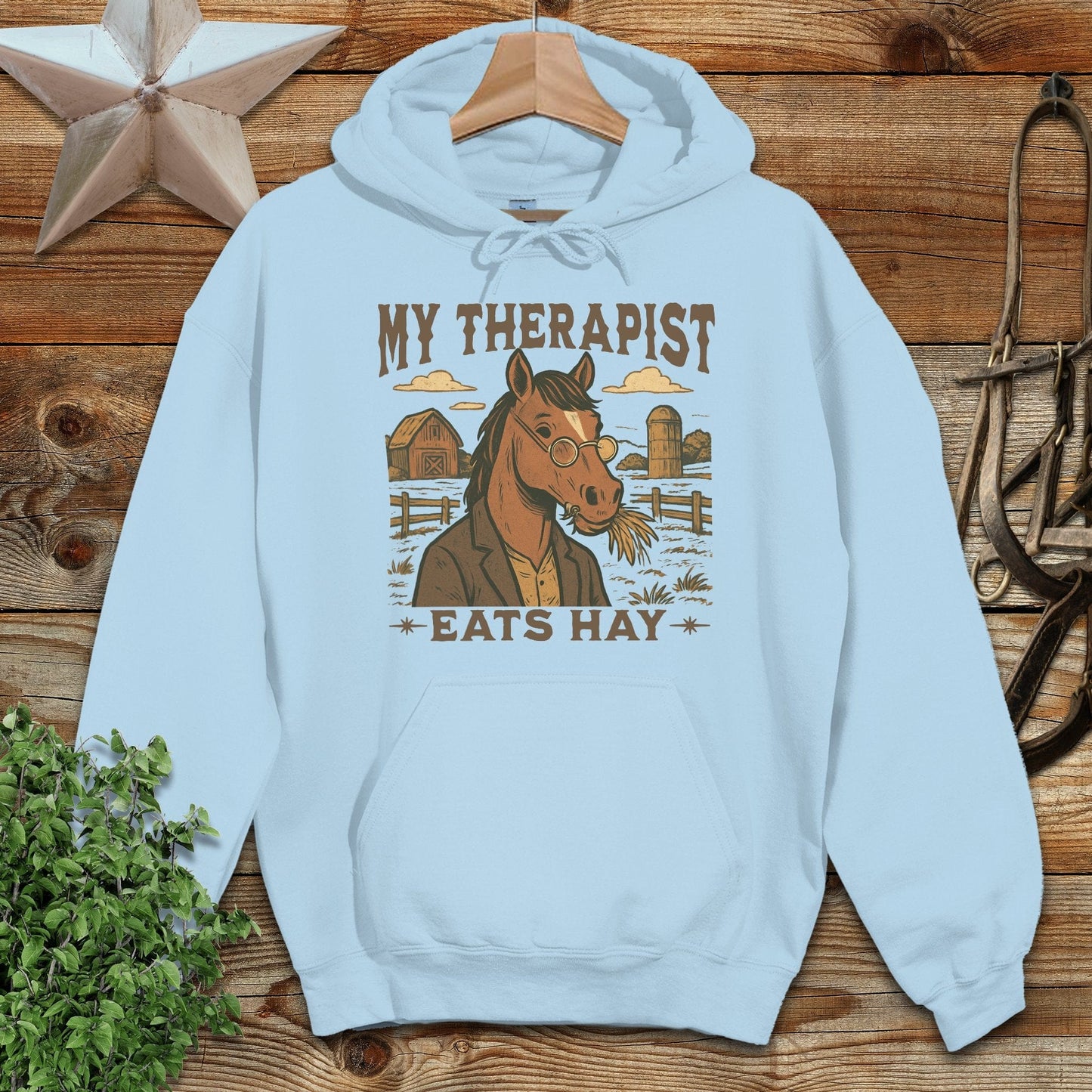Adult Hoodie Adult Hoodie / Light Blue / S My Therapist Eats Hay Hoodie