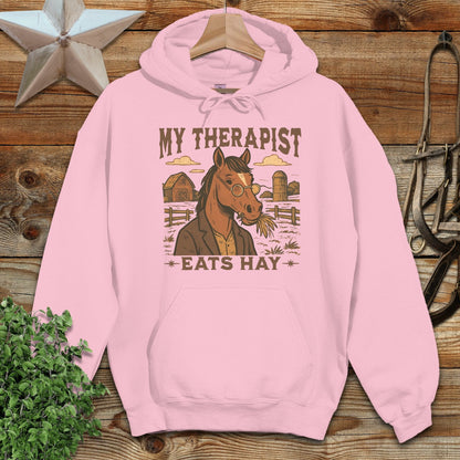 Adult Hoodie Adult Hoodie / Light Pink / S My Therapist Eats Hay Hoodie