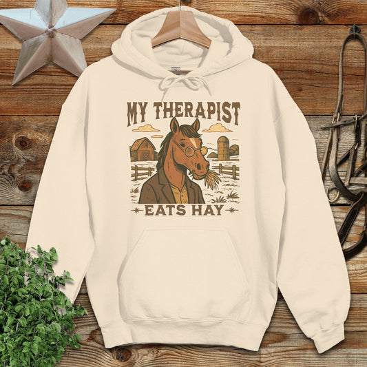 Adult Hoodie Adult Hoodie / Sand / S My Therapist Eats Hay Hoodie