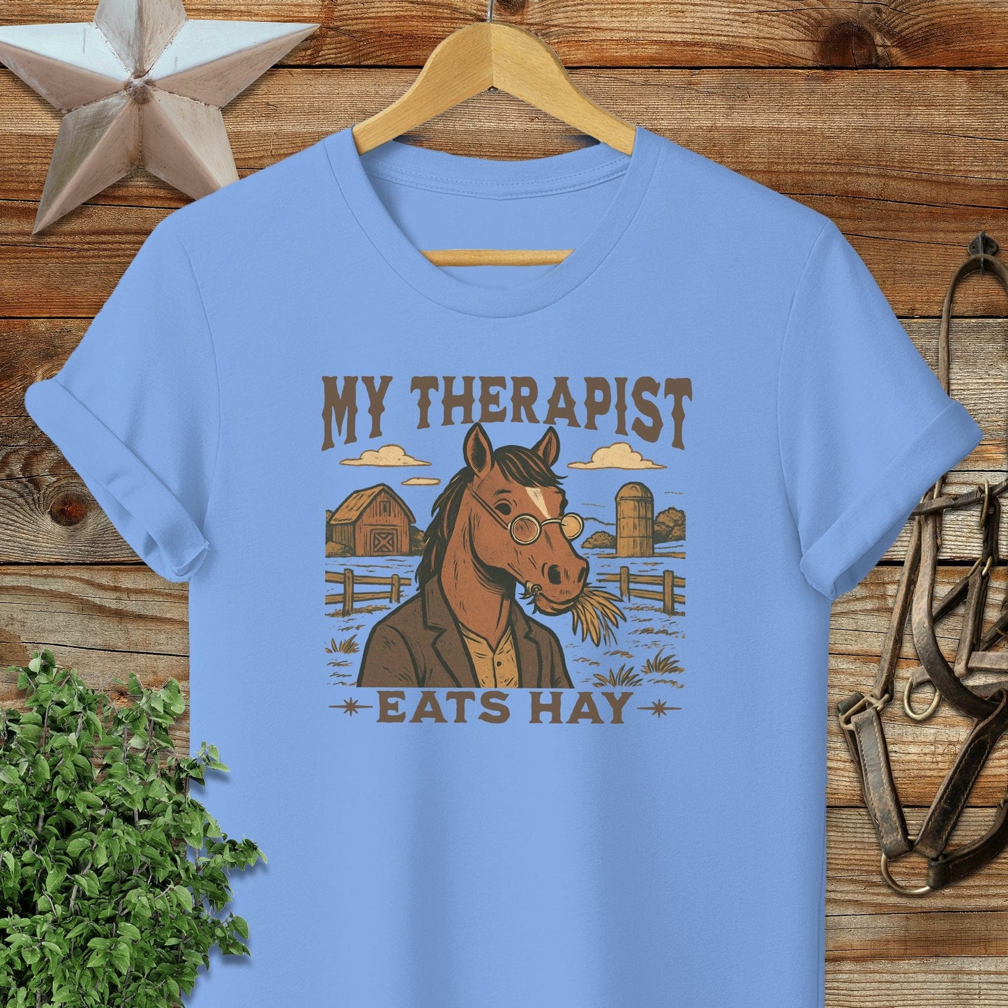 Adult T-shirt Adult T-Shirt / Carolina Blue / S My Therapist Eats Hay T-shirt