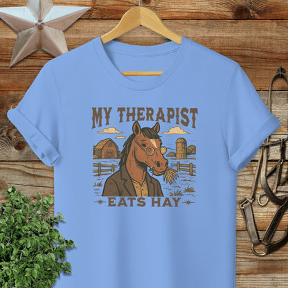 Adult T-shirt Adult T-Shirt / Carolina Blue / S My Therapist Eats Hay T-shirt