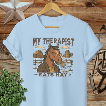 Adult T-shirt Adult T-Shirt / Light Blue / S My Therapist Eats Hay T-shirt