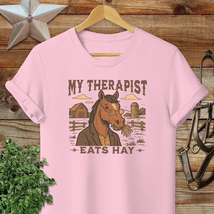Adult T-shirt Adult T-Shirt / Light Pink / S My Therapist Eats Hay T-shirt