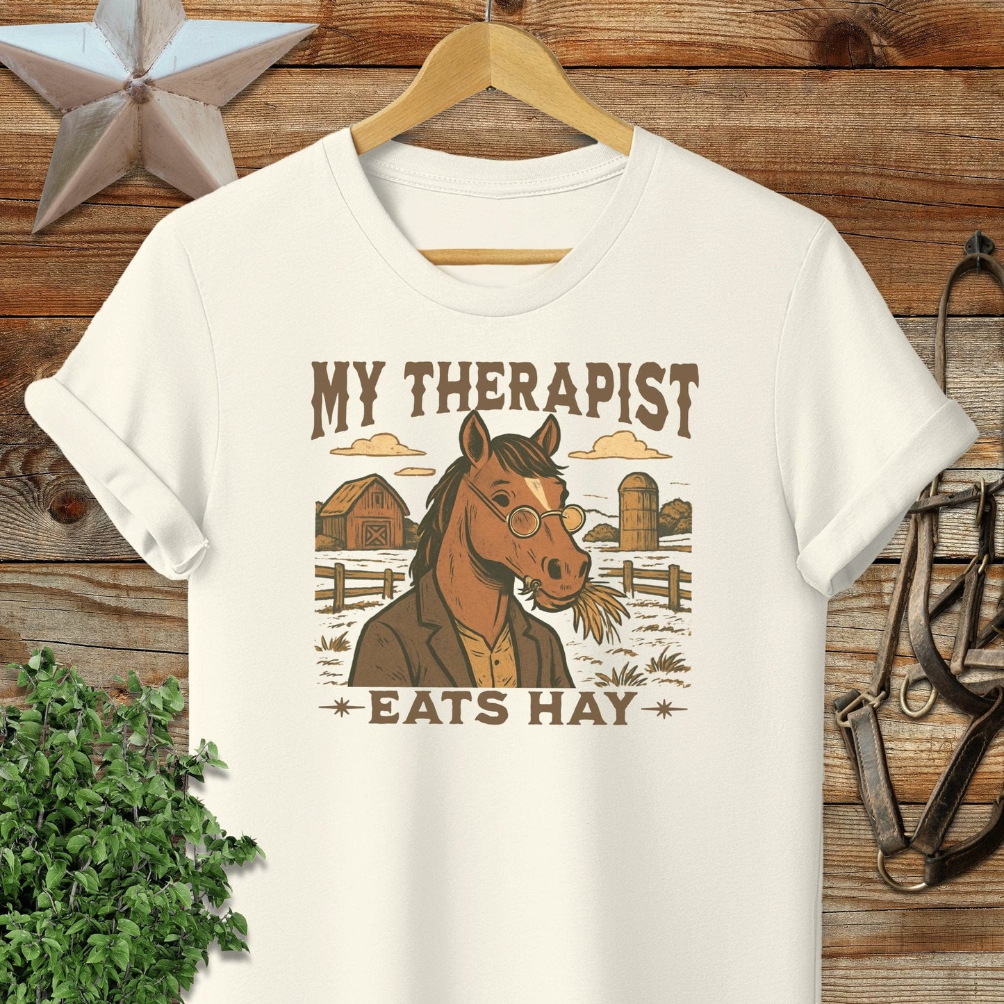 Adult T-shirt Adult T-Shirt / Natural / S My Therapist Eats Hay T-shirt