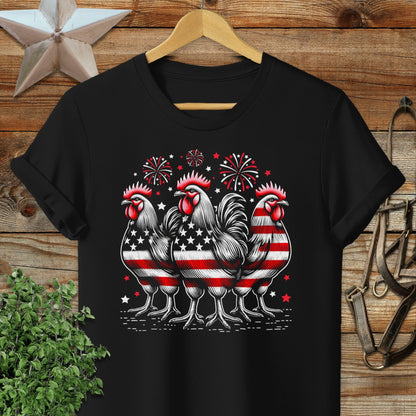 Adult T-shirt S / Black 4th of July Roosters T-shirt