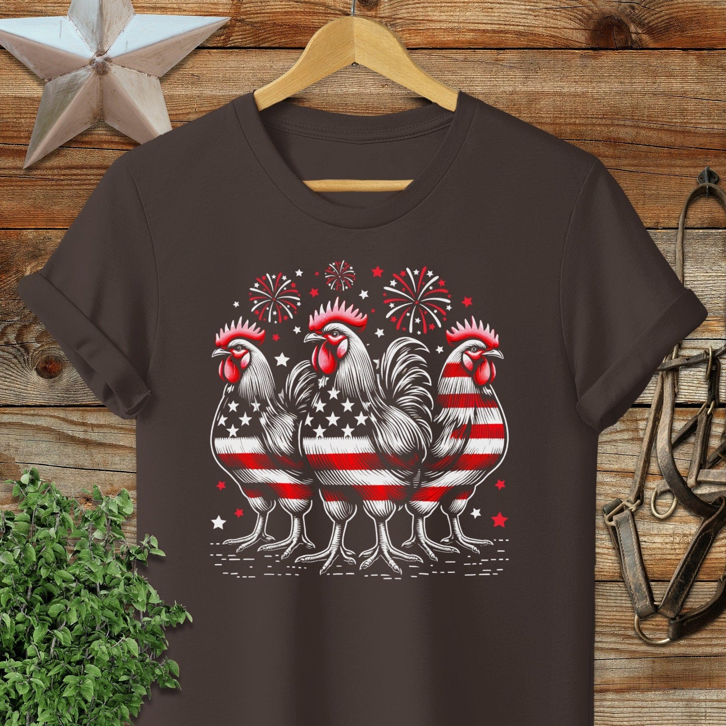 Adult T-shirt S / Chocolate 4th of July Roosters T-shirt