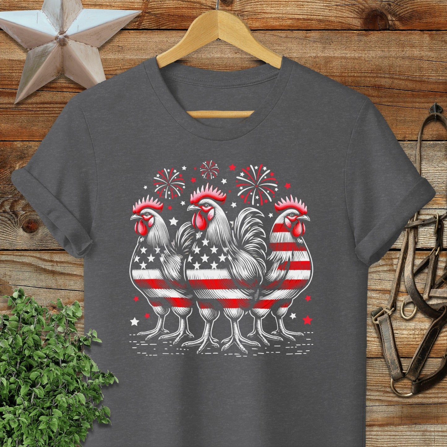 Adult T-shirt S / Dark Heather 4th of July Roosters T-shirt