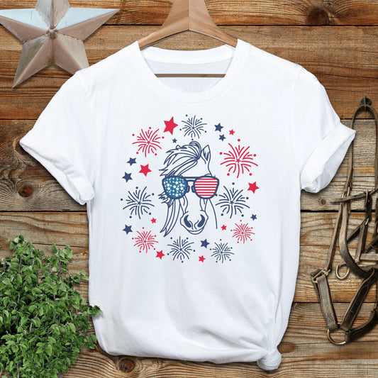 Adult T-shirt S / White 4th of July Horse T-shirt