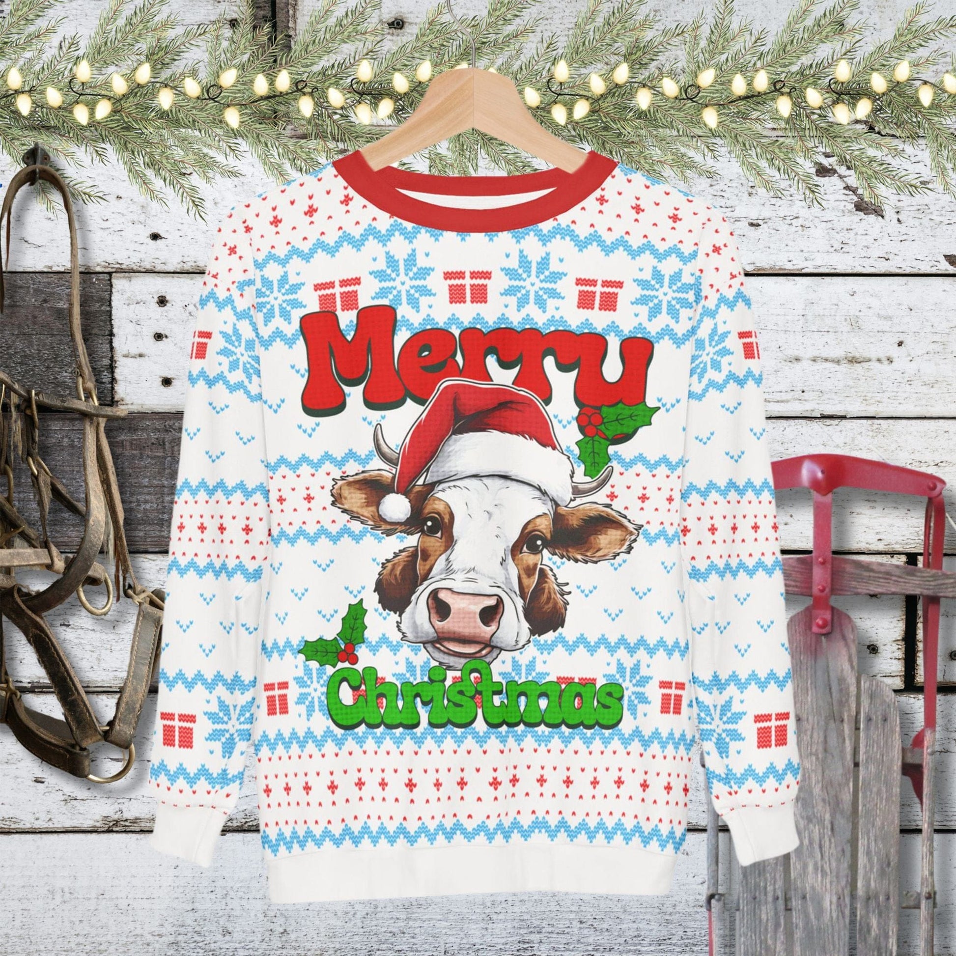 All Over Prints Cow Ugly Christmas Sweatshirt