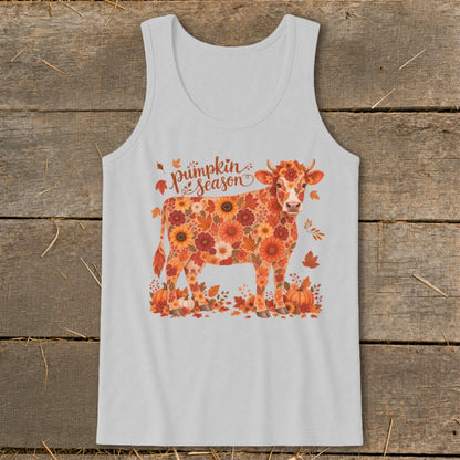 Fall Floral Cow Tank Top