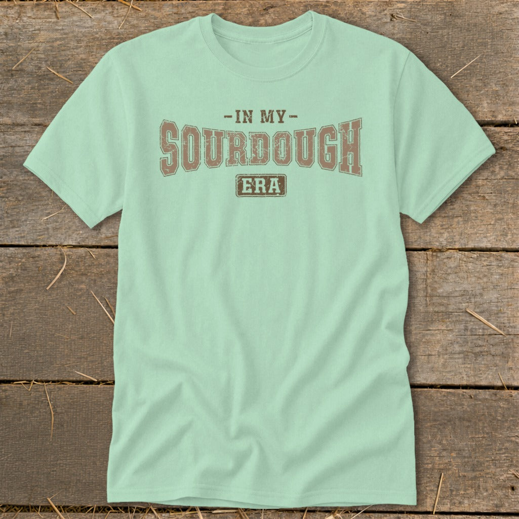 Light green t-shirt with "In My Sourdough Era" text design.