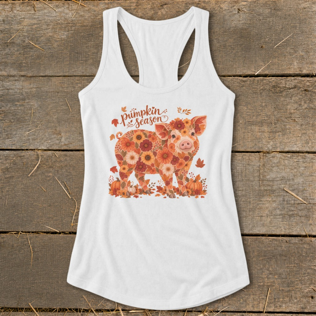 Fall Floral Pig Racerback Tank