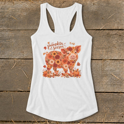 Fall Floral Pig Racerback Tank