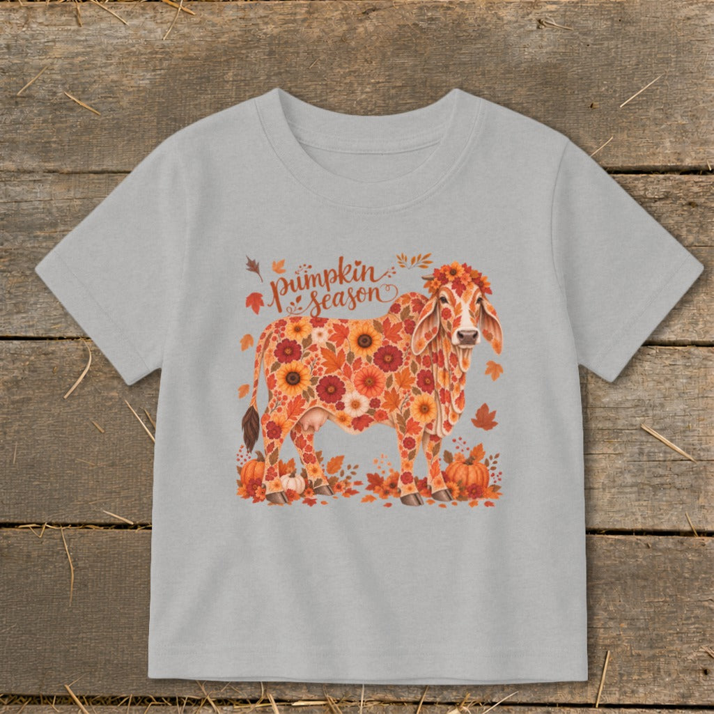Fall Floral Brahman Cow Toddler Tee