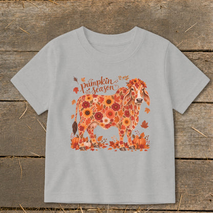 Fall Floral Brahman Cow Toddler Tee
