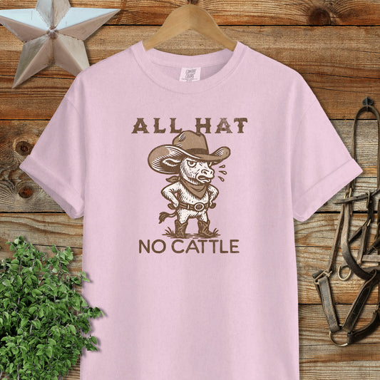 All Hat No Cattle Funny Cow Cartoon Design Shirt