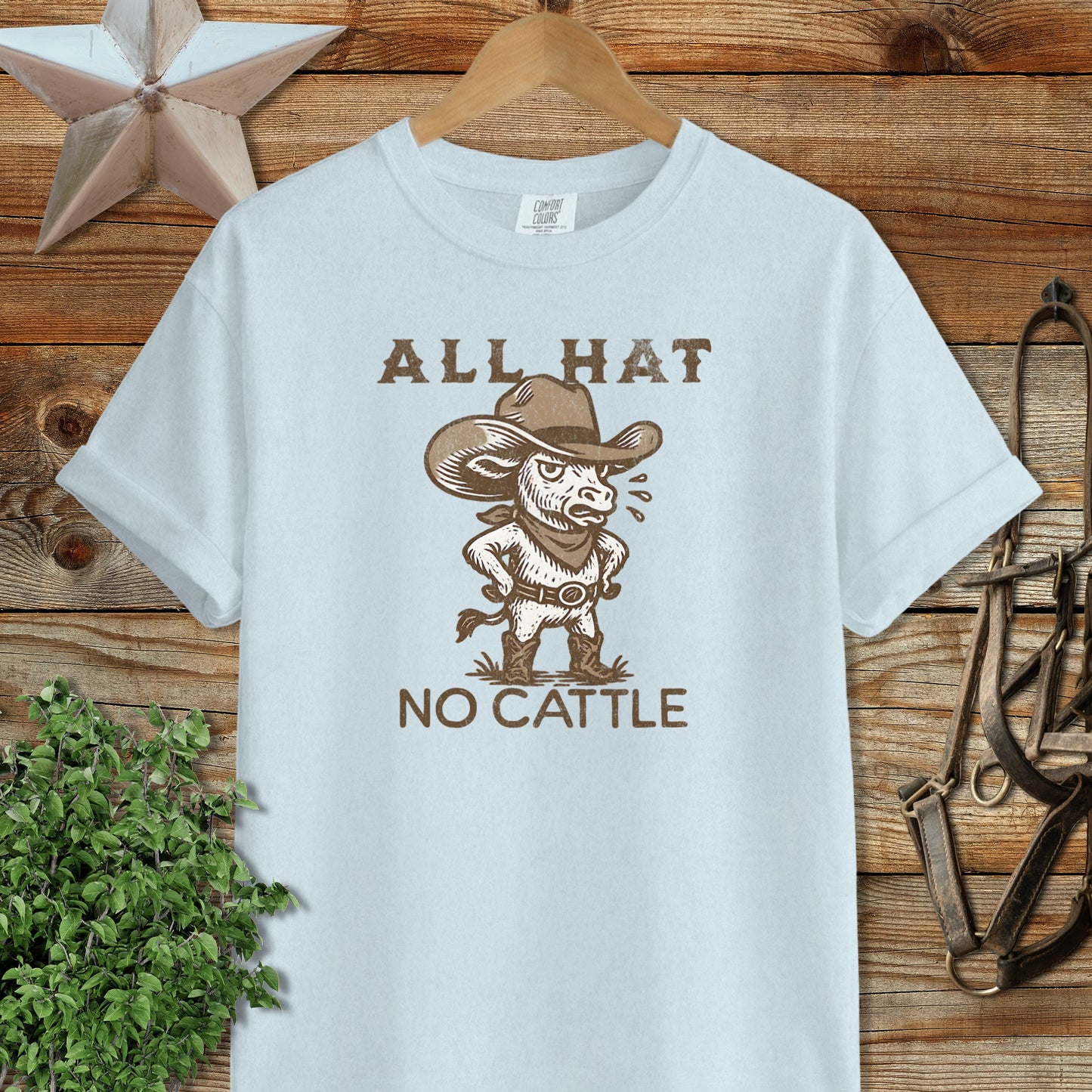 All Hat No Cattle Funny Cowboy Graphic T-Shirt