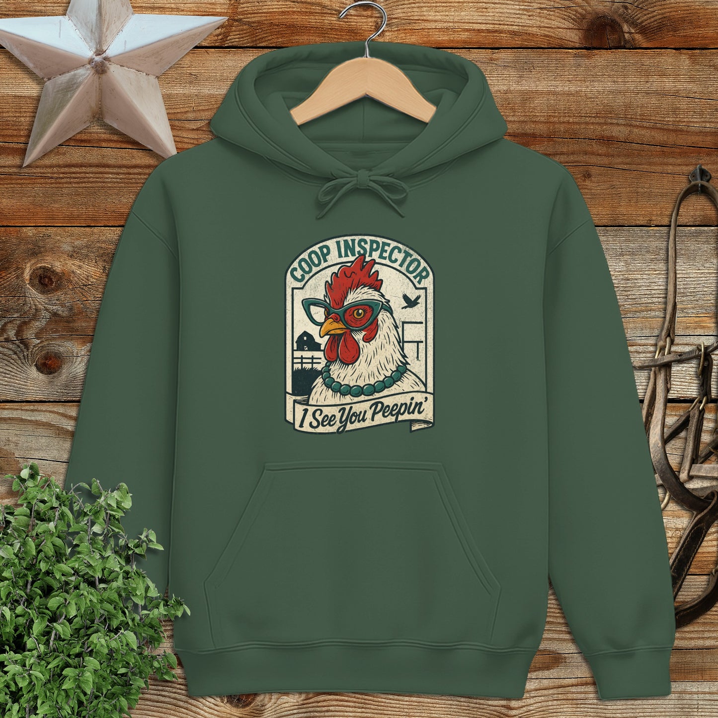 Coop Inspector Chicken Hoodie I See You Peepin' Design