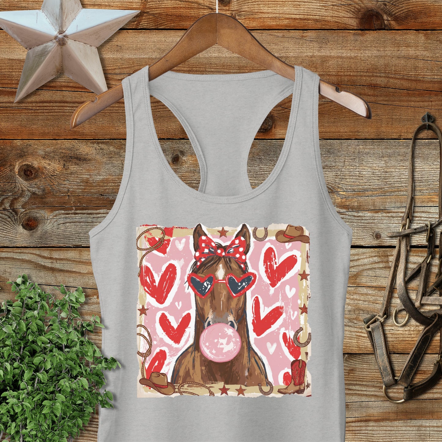 Whimsical Valentine - Horse Racerback Tank