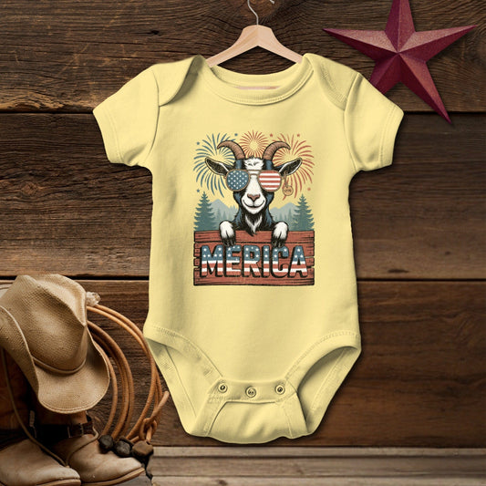 Baby Bodysuit Short Sleeve Butter / Newborn Merica Goat T-shirt (Baby)