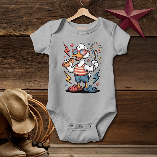 Baby Bodysuit Short Sleeve Heather / Newborn Festive 4th Duck T-shirt (Baby)