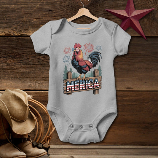 Baby Bodysuit Short Sleeve Newborn / Heather Merica Rooster T-shirt (Baby)