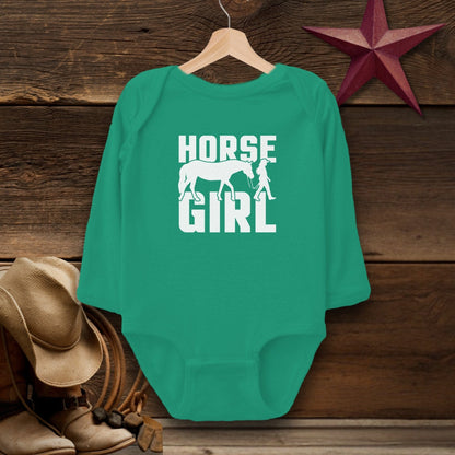 Baby Shirts Bodysuit Long Sleeve / Kelly / Newborn Horse and Girl Shirt