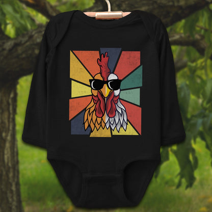 Baby Shirts Bodysuit Long Sleeve / Newborn / Black Cool Rooster - Baby Shirt