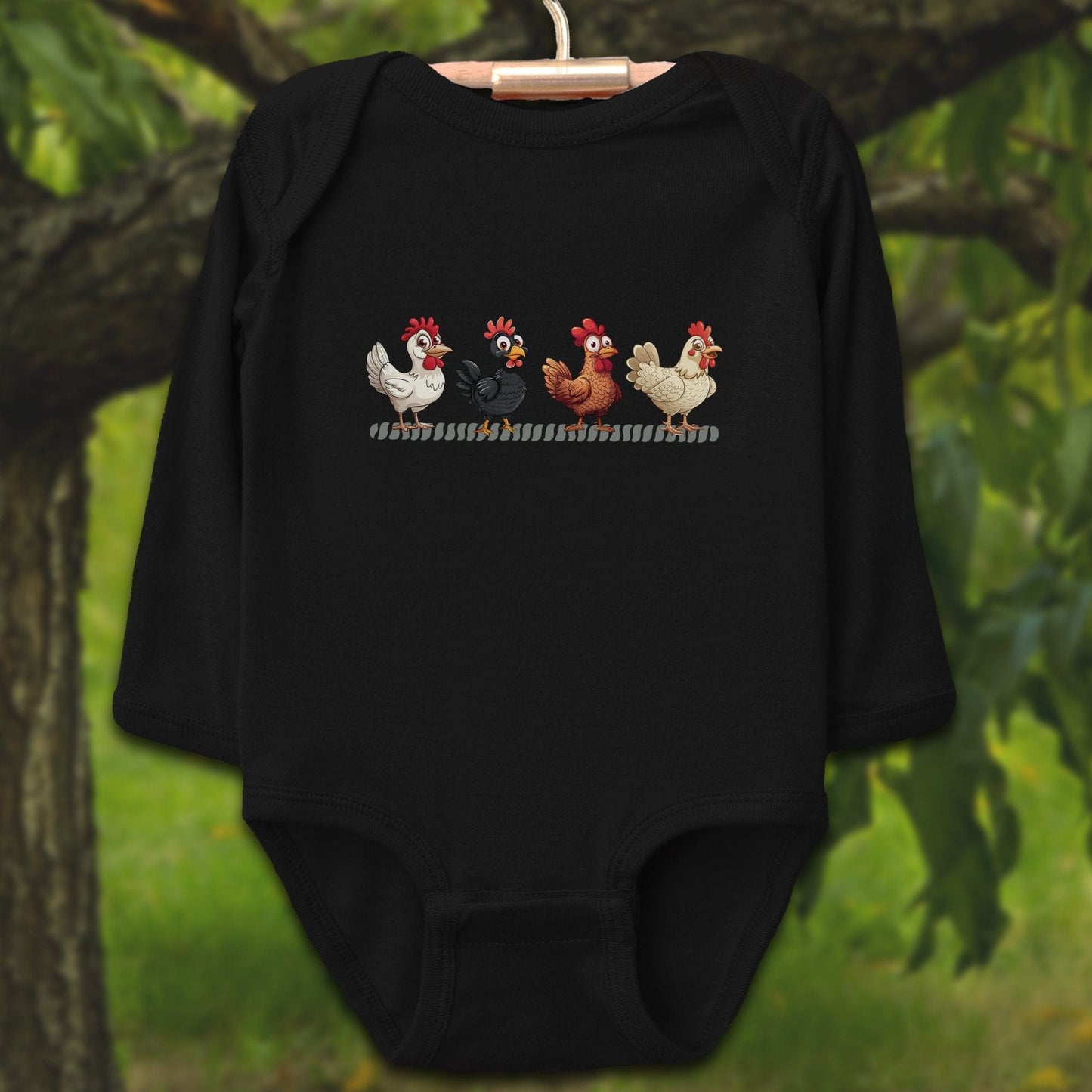 Baby Shirts Bodysuit Long Sleeve / Newborn / Black Funny Chicken - Baby Shirt