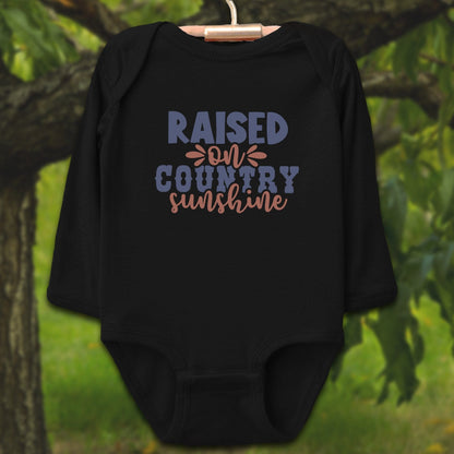 Baby Shirts Bodysuit Long Sleeve / Newborn / Black Raised on Country Sunshine - Baby Shirt