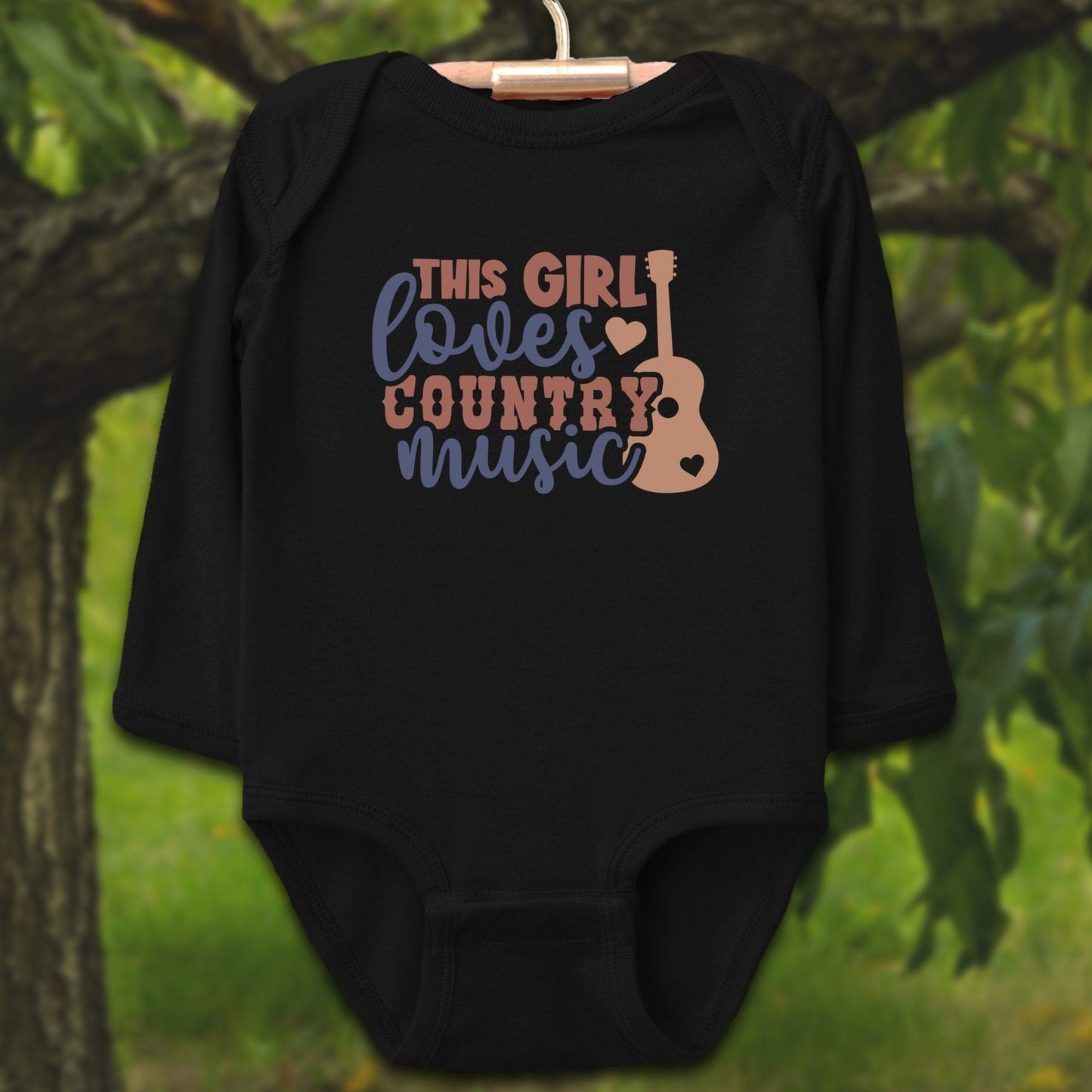 Baby Shirts Bodysuit Long Sleeve / Newborn / Black This Girl Loves Country Music - Baby Shirt