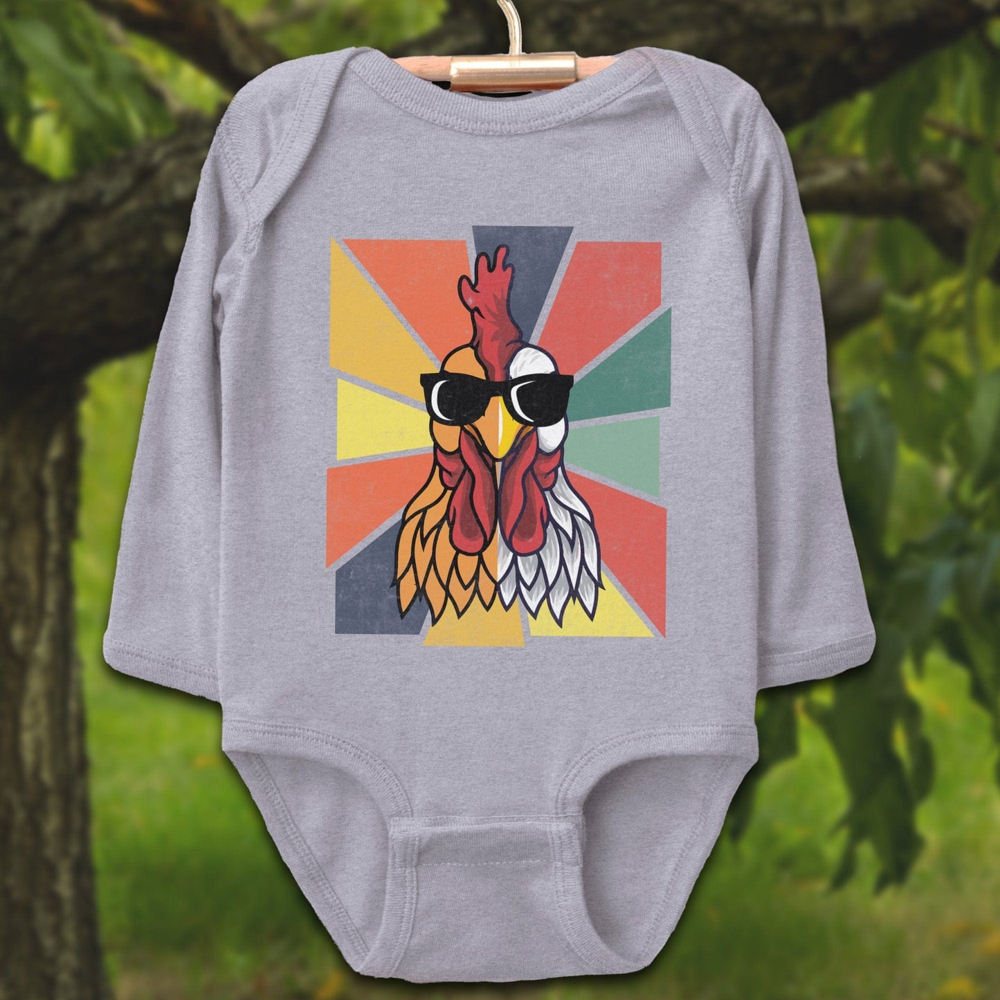 Baby Shirts Bodysuit Long Sleeve / Newborn / Heather Cool Rooster - Baby Shirt