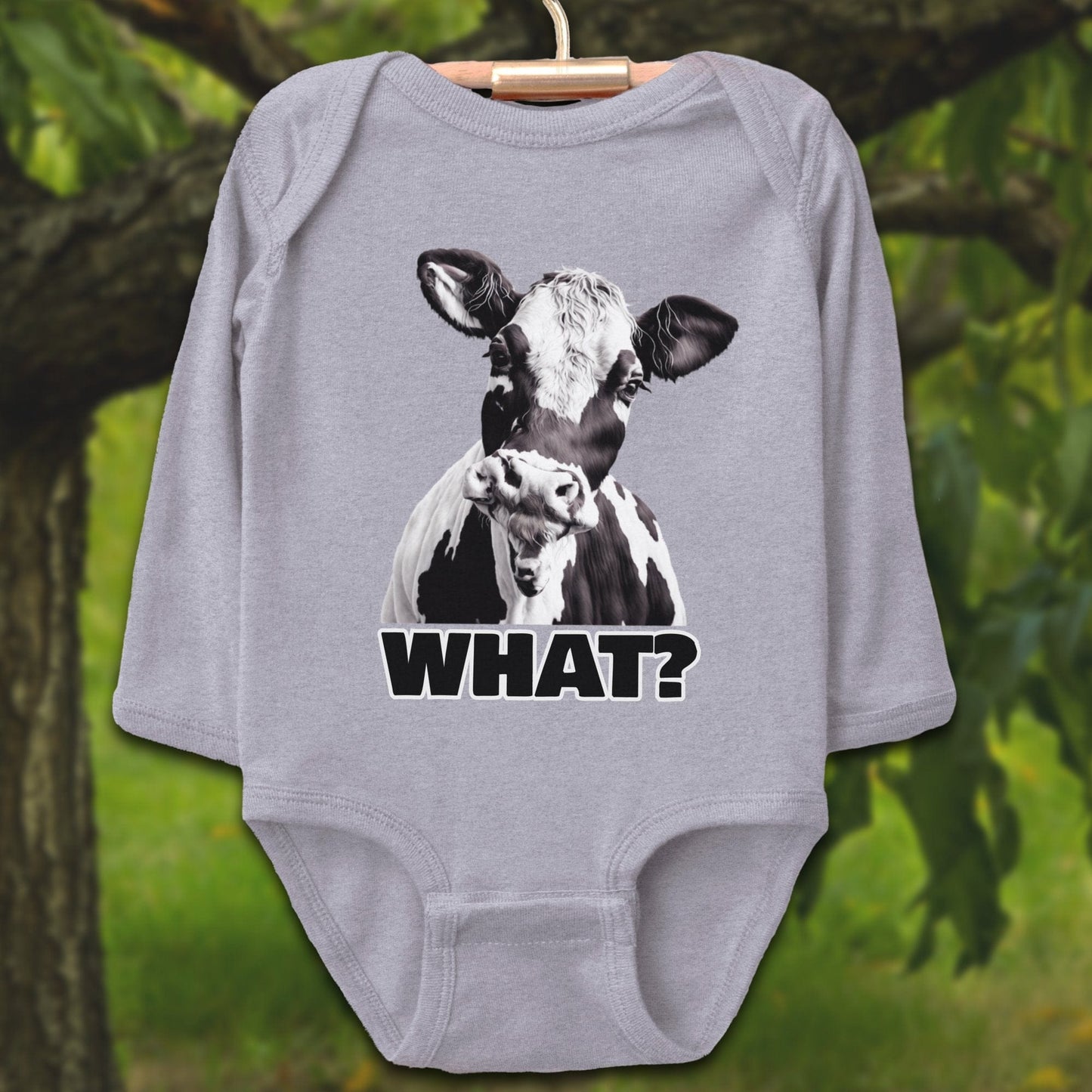 Baby Shirts Bodysuit Long Sleeve / Newborn / Heather Cow - Baby Shirt