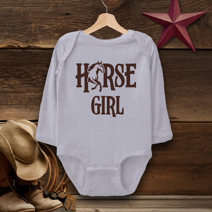 Baby Shirts Bodysuit Long Sleeve / Newborn / Heather Horse Girl - Baby Shirt