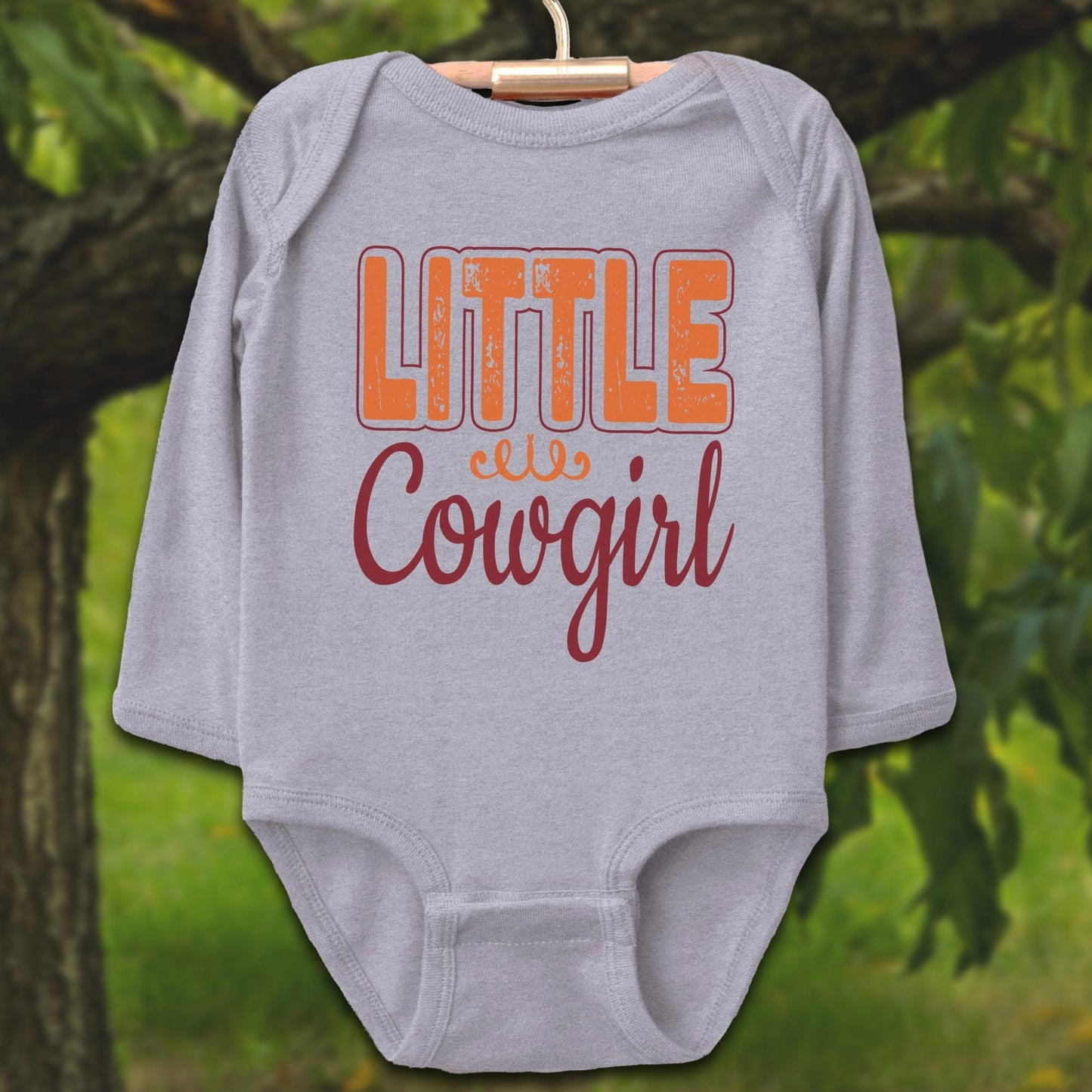 Baby Shirts Bodysuit Long Sleeve / Newborn / Heather Little Cowgirl - Baby Shirt