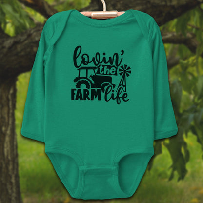 Baby Shirts Bodysuit Long Sleeve / Newborn / Kelly Lovin the Farm Life Tractor - Baby Shirt