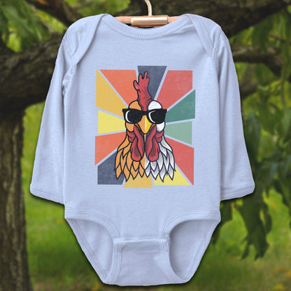 Baby Shirts Bodysuit Long Sleeve / Newborn / Light Blue Cool Rooster - Baby Shirt